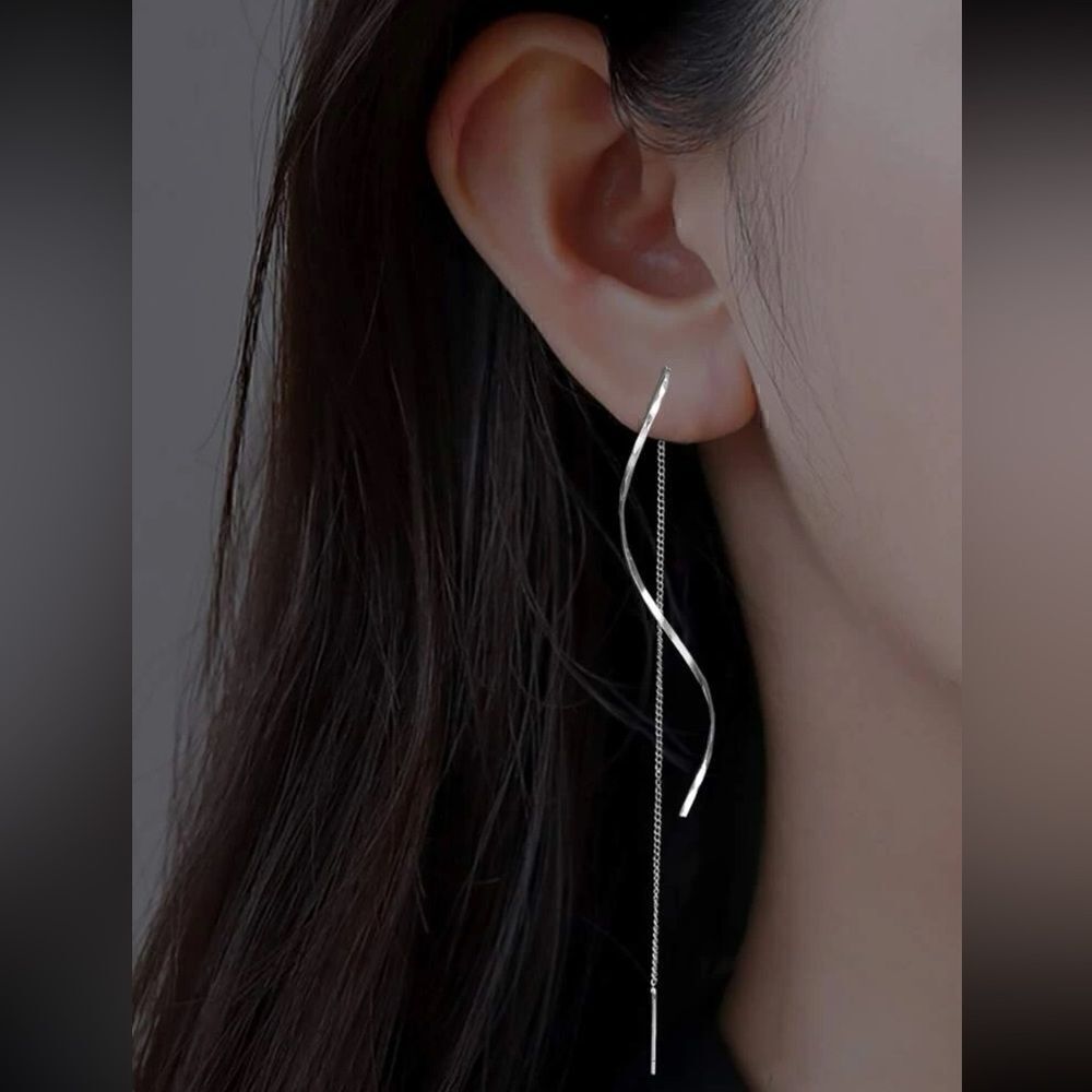 Silver threader earrings M263 - Picture 1 of 4